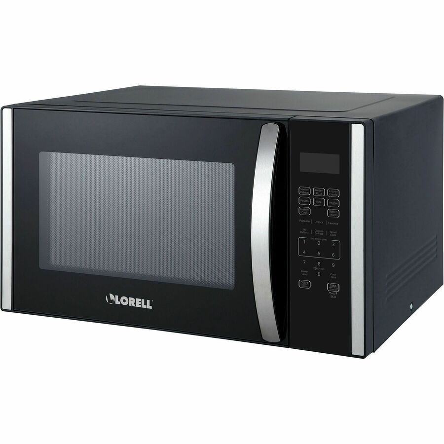 Lorell Microwave - Single - 1.6 ft³ Capacity - Microwave - 11 Power Levels - FuseMetal - Countertop - Black, Silver