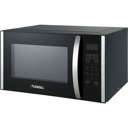 Lorell Microwave - Single - 1.6 ft³ Capacity - Microwave - 11 Power Levels - FuseMetal - Countertop - Black, Silver