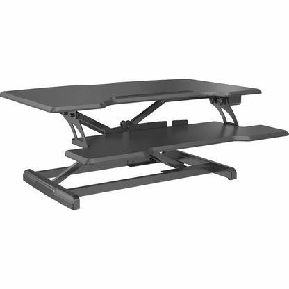 Lorell Electric Desk Riser with Wireless Device Charging - 20" Height x 19.25" Width x 33.50" Depth - Desktop - Black - 