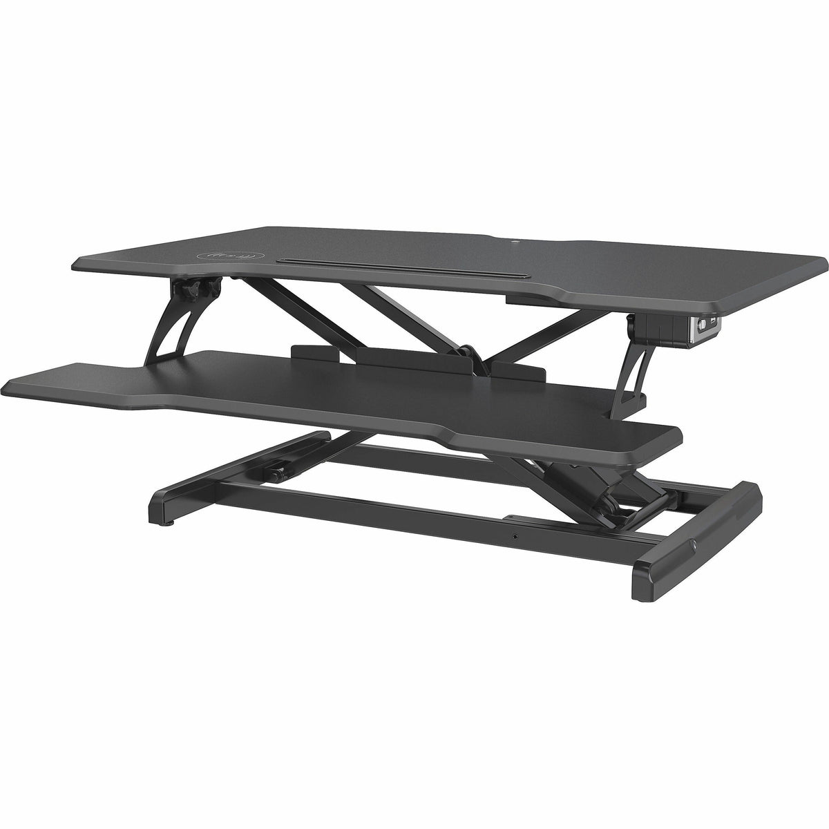 Lorell Electric Desk Riser with Wireless Device Charging - 20" Height x 19.25" Width x 33.50" Depth - Desktop - Black - 