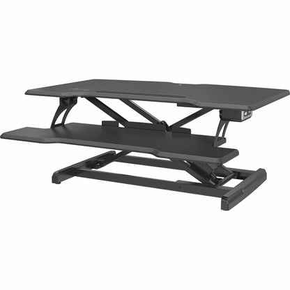 Lorell Electric Desk Riser with Wireless Device Charging - 20" Height x 19.25" Width x 33.50" Depth - Desktop - Black - 