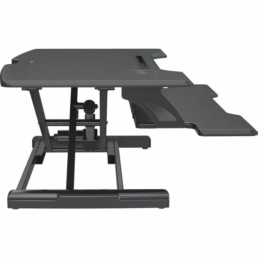 Lorell Electric Desk Riser with Wireless Device Charging - 20" Height x 19.25" Width x 33.50" Depth - Desktop - Black - 