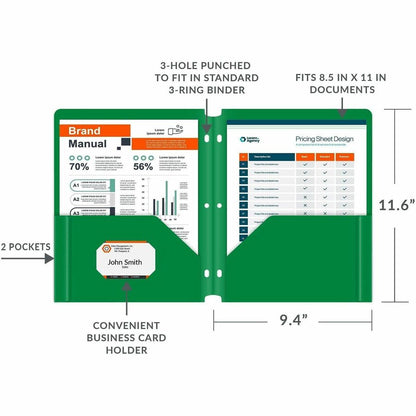 C-Line 2-pocket Heavyweight Poly Portfolio Pocket - 9.4" Width x 11.4" Length x 100 mil Thickness - For Letter 8 1/2" x 