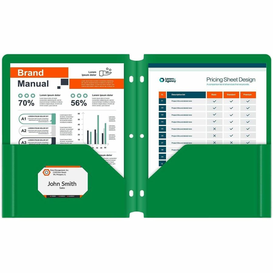 C-Line 2-pocket Heavyweight Poly Portfolio Pocket - 9.4" Width x 11.4" Length x 100 mil Thickness - For Letter 8 1/2" x 