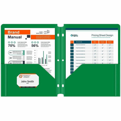 C-Line 2-pocket Heavyweight Poly Portfolio Pocket - 9.4" Width x 11.4" Length x 100 mil Thickness - For Letter 8 1/2" x 