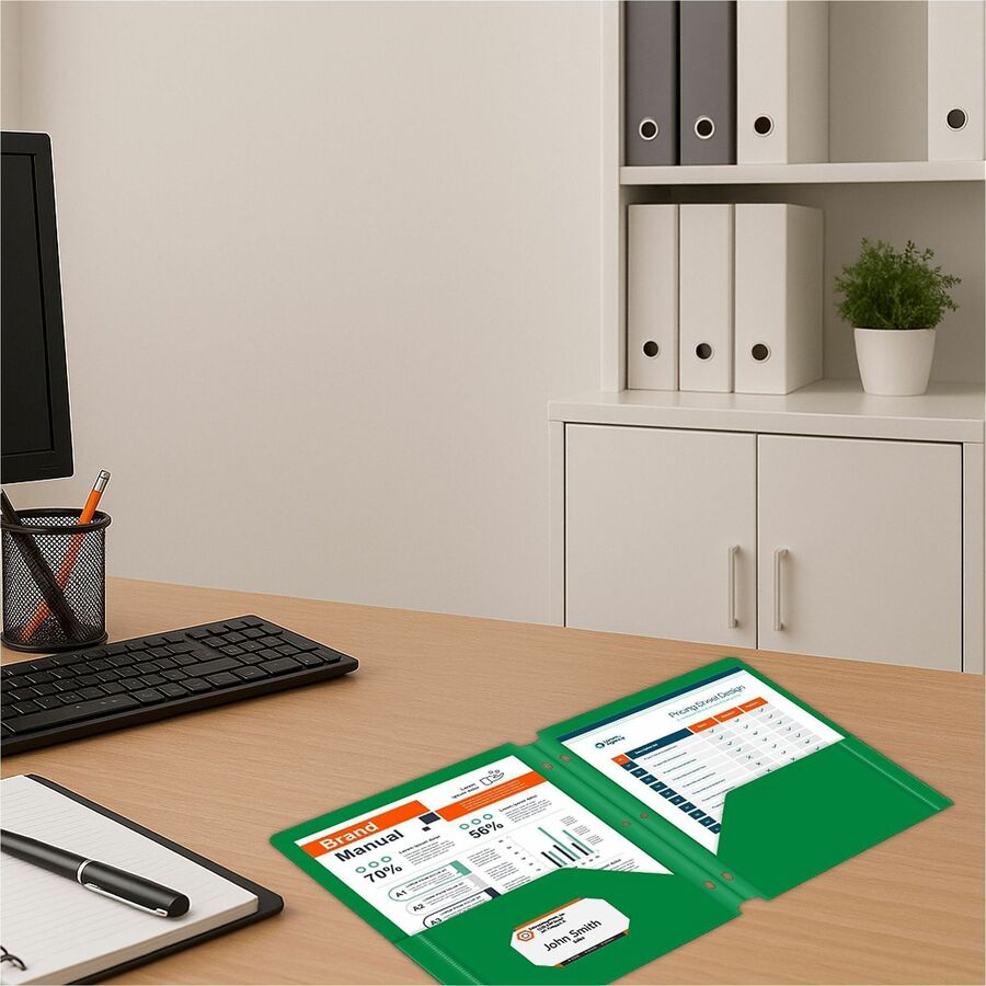 C-Line 2-pocket Heavyweight Poly Portfolio Pocket - 9.4" Width x 11.4" Length x 100 mil Thickness - For Letter 8 1/2" x 