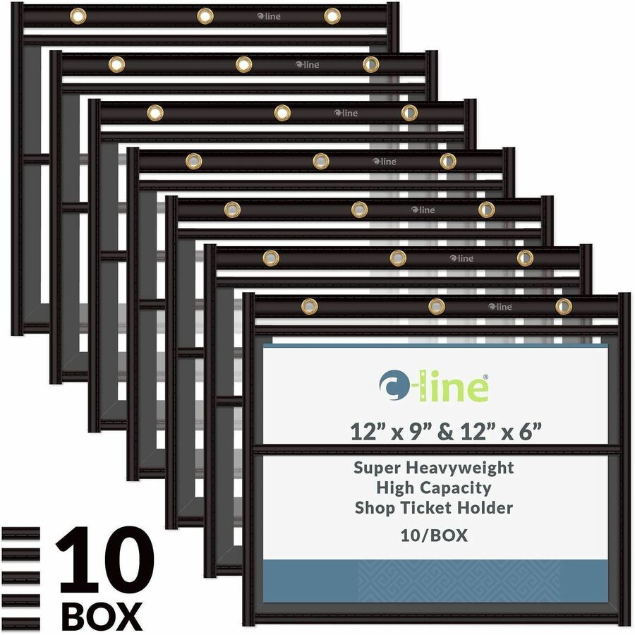 C-Line Dual Pocket Shop Ticket - 0.2" Height x 11.1" Width x 13.1" Length - Fabric, Metal - Black - 1 Box