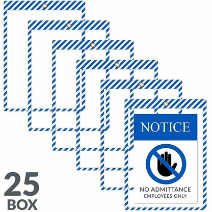C-Line Safety Striped Shop Ticket Holders - 0.1" Height x 9.8" Width x 13.6" Length - Vinyl - Blue, White - 1 Box