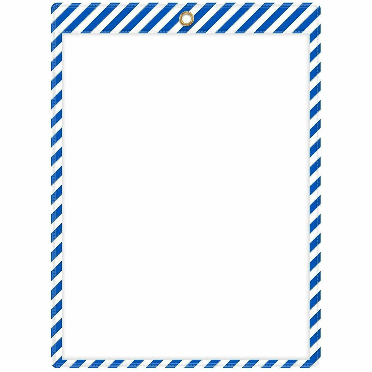 C-Line Safety Striped Shop Ticket Holders - 0.1" Height x 9.8" Width x 13.6" Length - Vinyl - Blue, White - 1 Box