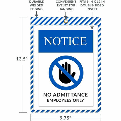 C-Line Safety Striped Shop Ticket Holders - 0.1" Height x 9.8" Width x 13.6" Length - Vinyl - Blue, White - 1 Box