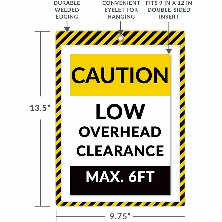 C-Line Safety Striped Shop Ticket Holders - 0.1" Height x 9.8" Width x 13.6" Length - Vinyl - Yellow, Black - 1 Box