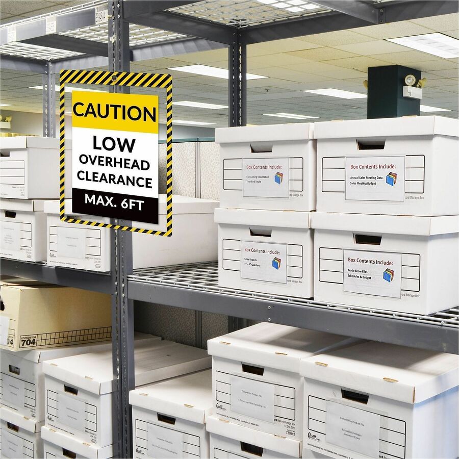 C-Line Safety Striped Shop Ticket Holders - 0.1" Height x 9.8" Width x 13.6" Length - Vinyl - Yellow, Black - 1 Box