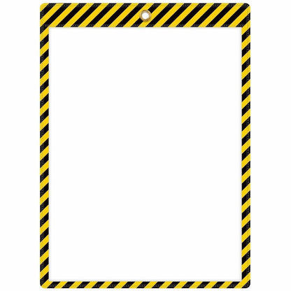 C-Line Safety Striped Shop Ticket Holders - 0.1" Height x 9.8" Width x 13.6" Length - Vinyl - Yellow, Black - 1 Box