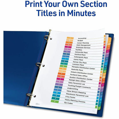 Avery A-Z Dividers, 26 Tabs, Ready Index (6 Sets of 11832) - 156 x Divider(s) - 156 Tab(s) - Alphabet - A-Z, Table of Co