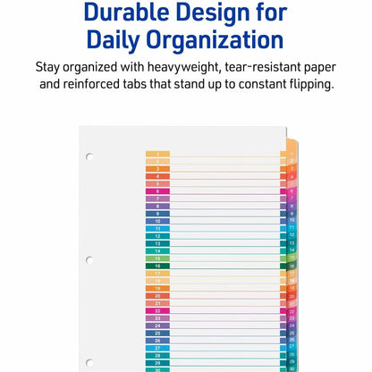 Avery 1-31 Dividers, 31 Tabs, Ready Index (6 Sets of 11831) - 186 x Divider(s) - 186 Tab(s) - Digit - 1-31, Table of Con