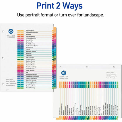 Avery 1-31 Dividers, 31 Tabs, Ready Index (6 Sets of 11831) - 186 x Divider(s) - 186 Tab(s) - Digit - 1-31, Table of Con