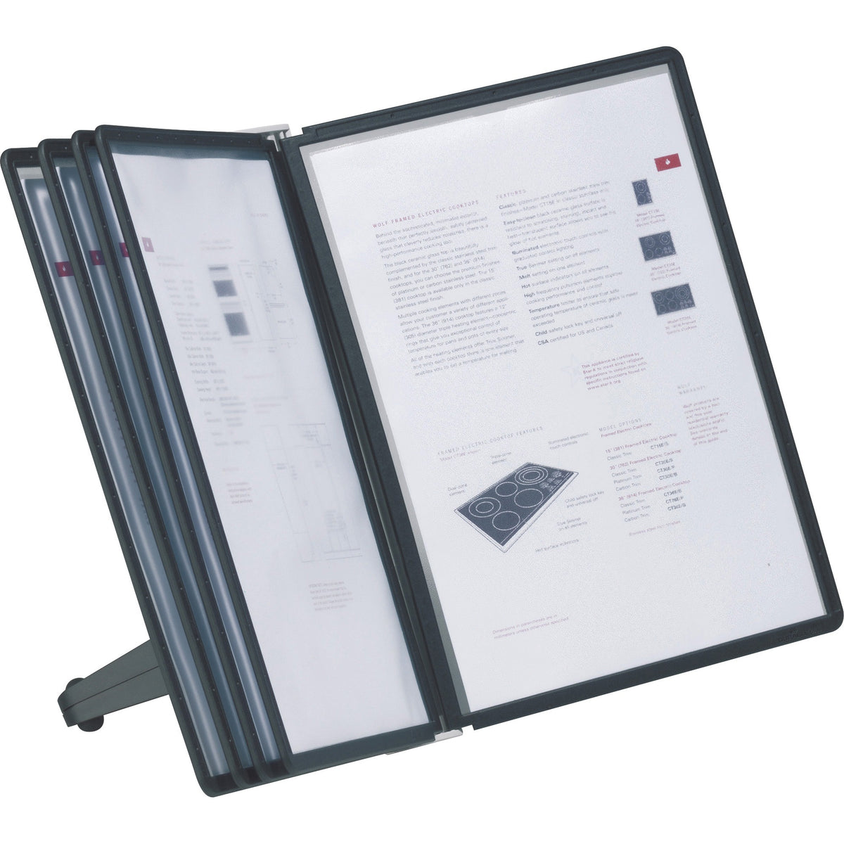 SHERPA Soho 5 Space Saving Tablet Stand - 5 Panels - Support Letter 8.50" x 11" Media - Rugged, Anti-glare - Black - 1 E