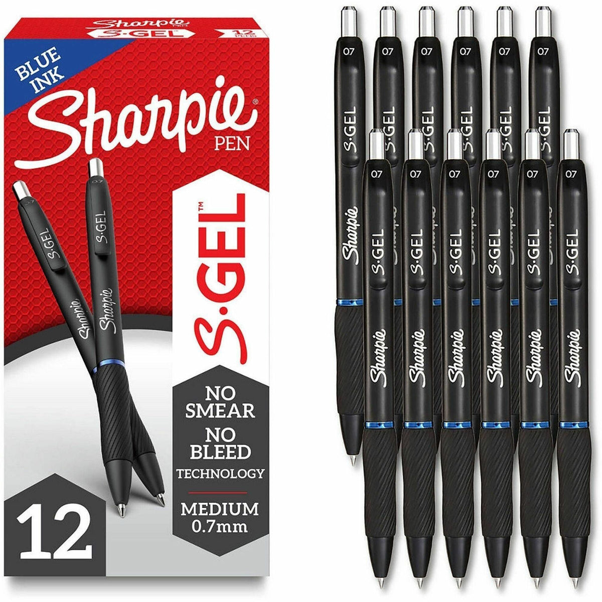 Sharpie S-Gel Pens - 0.7 mm Pen Point - Retractable - Blue Ink - Gel-based - 12 / Dozen