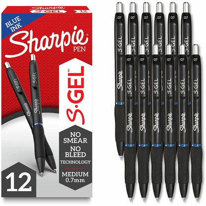 Sharpie S-Gel Pens - 0.7 mm Pen Point - Retractable - Blue Ink - Gel-based - 12 / Dozen