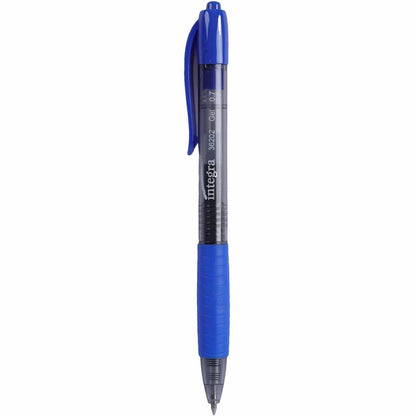 Integra Retractable 0.7mm Gel Pen - 0.7 mm Medium Pen Point - Retractable - Blue Ink - Gel-based - Blue Barrel - 1 Dozen
