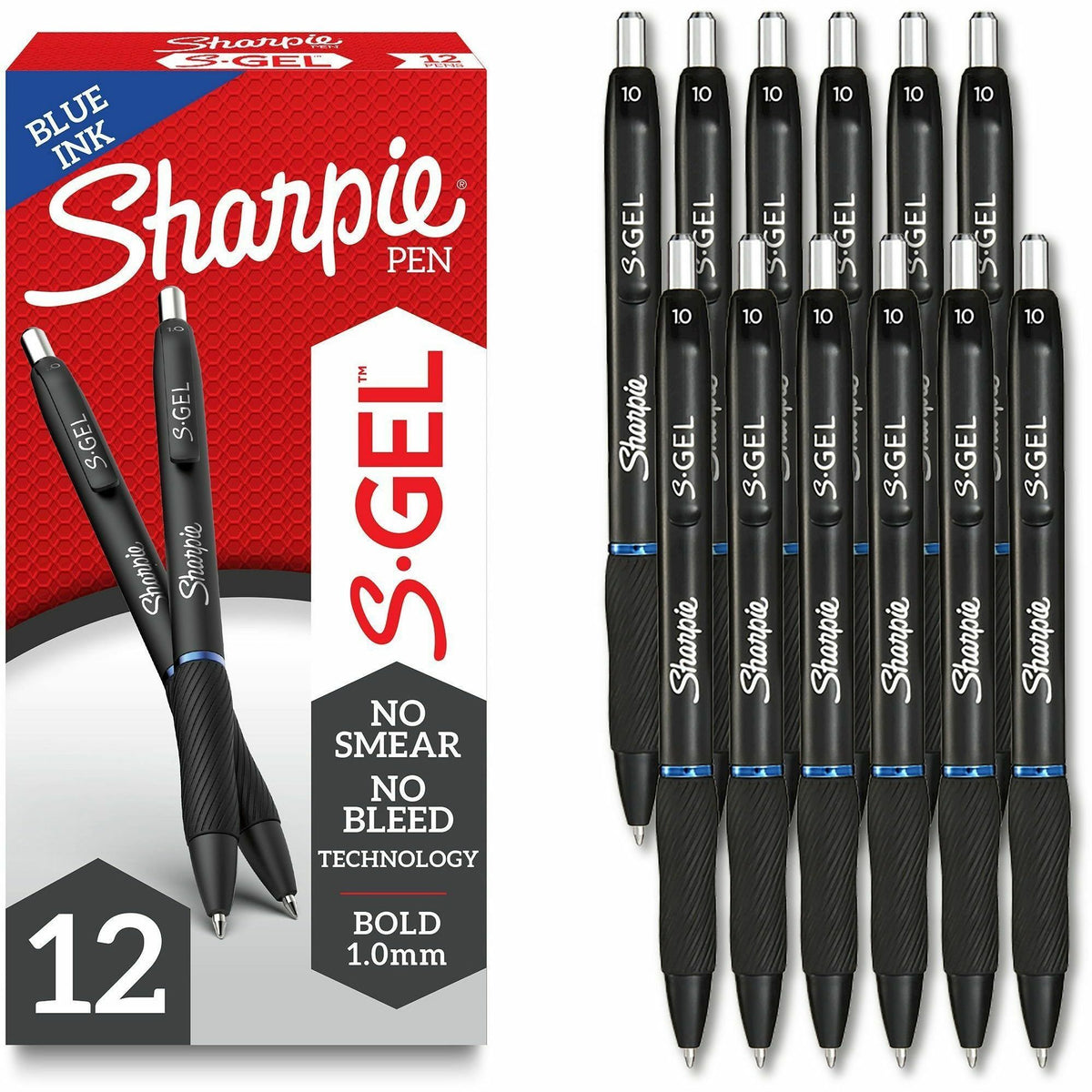 Sharpie S-Gel Pens - 1.0 mm Pen Point - Retractable - Blue Ink - Gel-based - 12 / Dozen