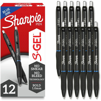 Sharpie S-Gel Pens - 1.0 mm Pen Point - Retractable - Blue Ink - Gel-based - 12 / Dozen