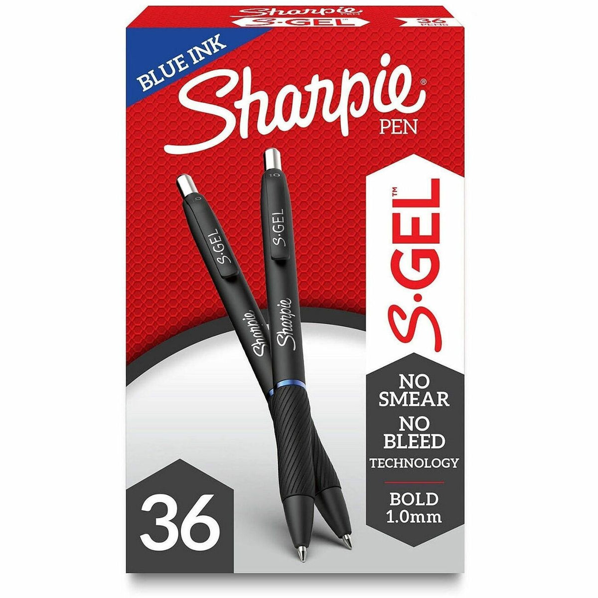 Sharpie S-Gel Retractable Pens - 1.0 mm Bold Pen Point - Retractable - Blue Ink - Gel-based - Black Barrel - 36 / Box