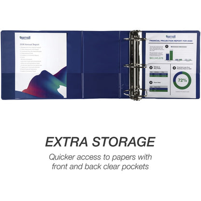 Samsill Nonstick 6" Locking D-Ring View Binder - 6" Binder Capacity - 1225 Sheet Capacity - 3 Ring - Fastener: D-Ring - 