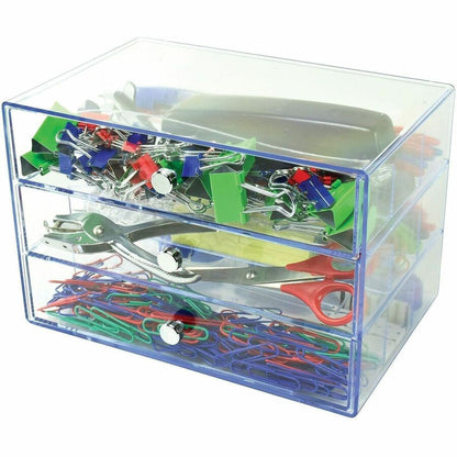 Deflecto 3-Drawer Storage Organizer - 3 Drawer(s) - 7" Height x 10" Width x 6.80" Depth - Clear - 1 Each