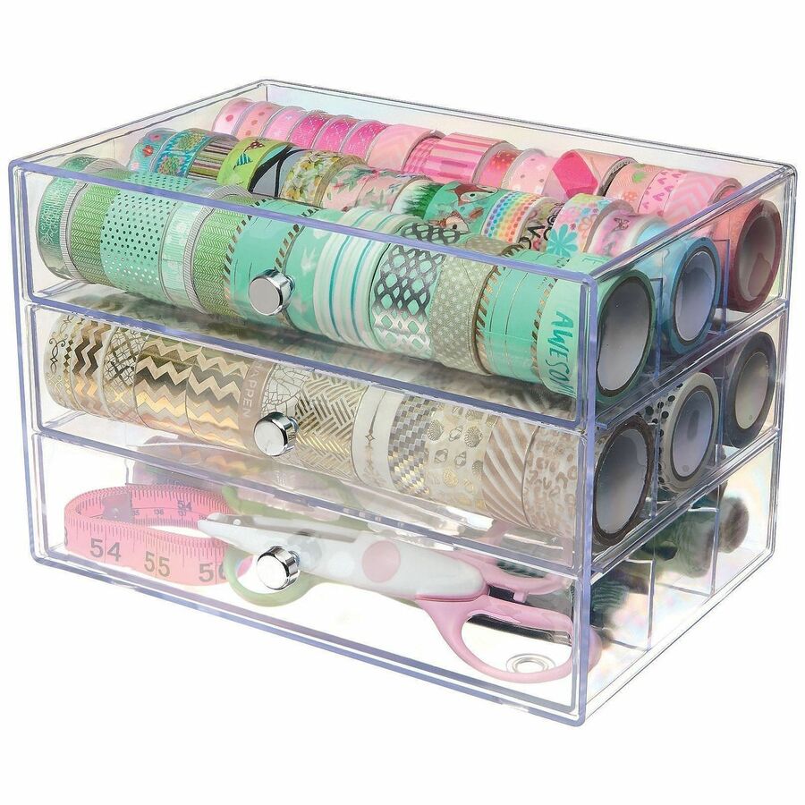 Deflecto 3-Drawer Storage Organizer - 3 Drawer(s) - 7" Height x 10" Width x 6.80" Depth - Clear - 1 Each