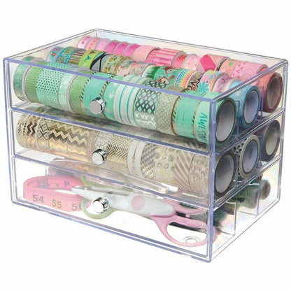 Deflecto 3-Drawer Storage Organizer - 3 Drawer(s) - 7" Height x 10" Width x 6.80" Depth - Clear - 1 Each