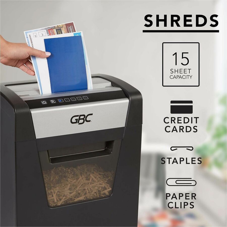 GBC ShredMaster SX15-06 Super Cross-Cut Shredder - Non-continuous Shredder - Super Cross Cut - 15 Per Pass - for shreddi