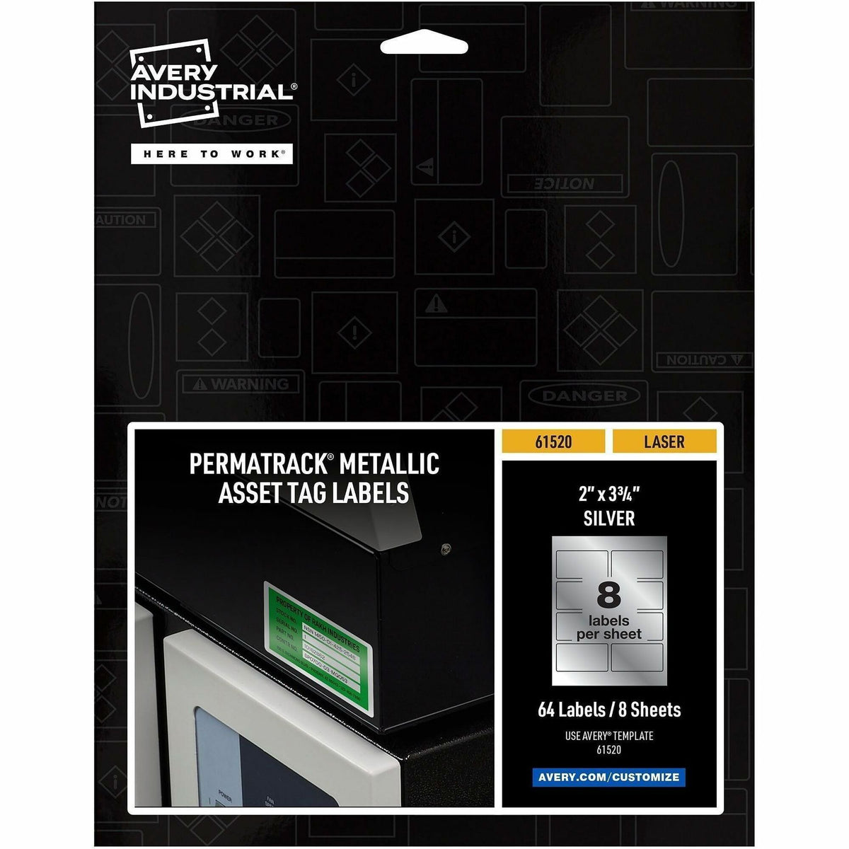 Avery® PermaTrack Metallic Asset Tag Labels, 2" x 3-3/4" , 64 Asset Tags - Waterproof - 2" Width x 3 3/4" Length - Perma