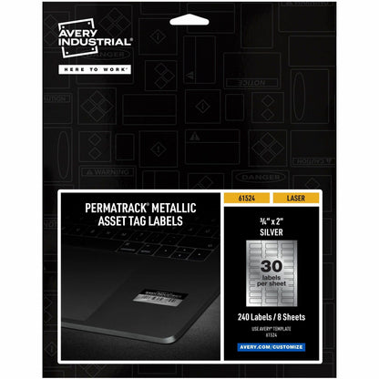 Avery® PermaTrack Metallic Asset Tag Labels, 3/4" x 2" , 240 Asset Tags - Waterproof - 3/4" Width x 2" Length - Permanen