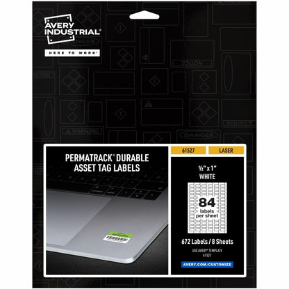 Avery® PermaTrack Durable White Asset Tag Labels, 1/2" x 1" , 672 Asset Tags - Waterproof - 1/2" Width x 1" Length - Per
