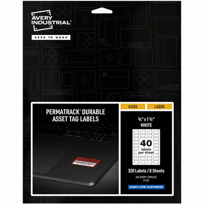 Avery® PermaTrack Durable White Asset Tag Labels, 3/4" x 1-1/2" , 320 Asset Tags - Waterproof - 3/4" Width x 1 1/2" Leng