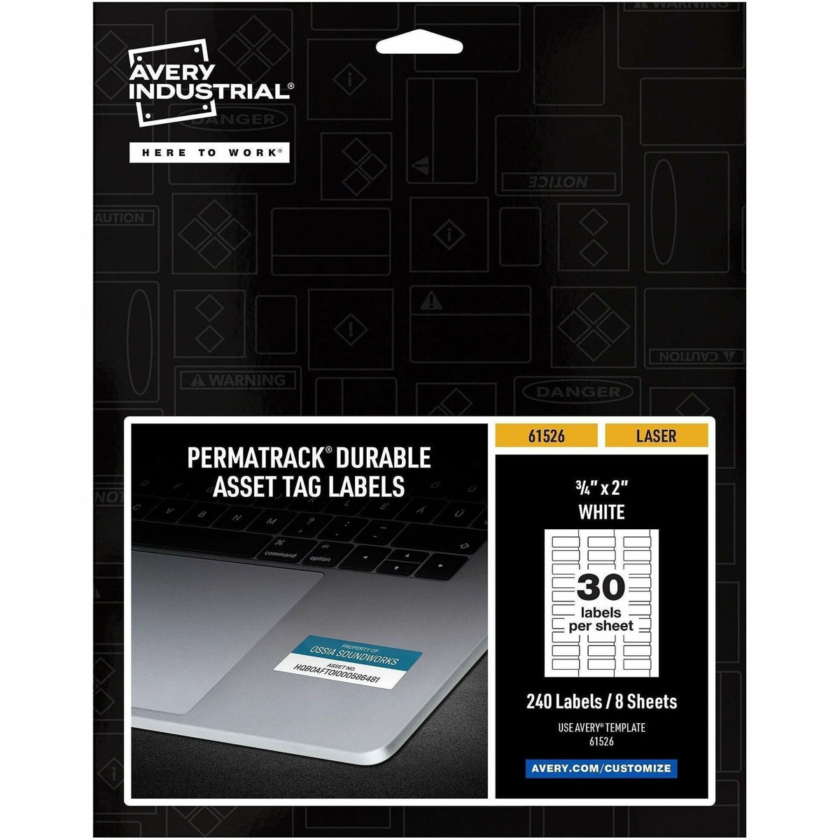 Avery® PermaTrack Durable White Asset Tag Labels, 3/4" x 2" , 240 Asset Tags - Waterproof - 3/4" Width x 2" Length - Per