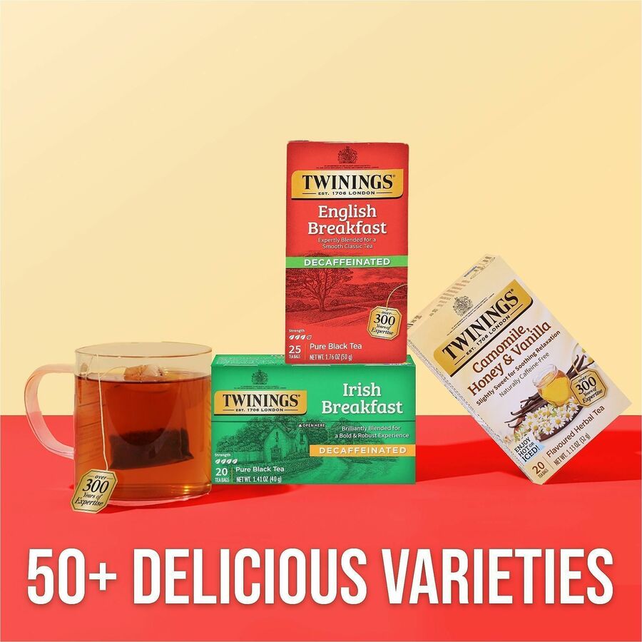 Twinings of London Decaf English Breakfast Black Tea Bag - 1.8 oz - Decaffeinated - 25 / Box