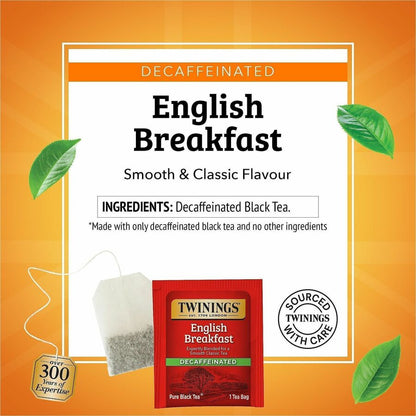 Twinings of London Decaf English Breakfast Black Tea Bag - 1.8 oz - Decaffeinated - 25 / Box