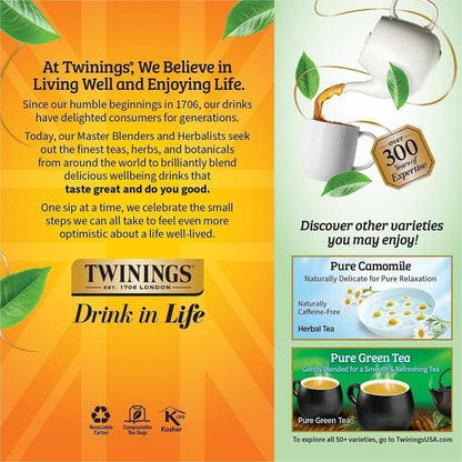 Twinings of London Pure Peppermint Herbal Tea Bag - 1.8 oz - Caffeine-free - 25 / Box