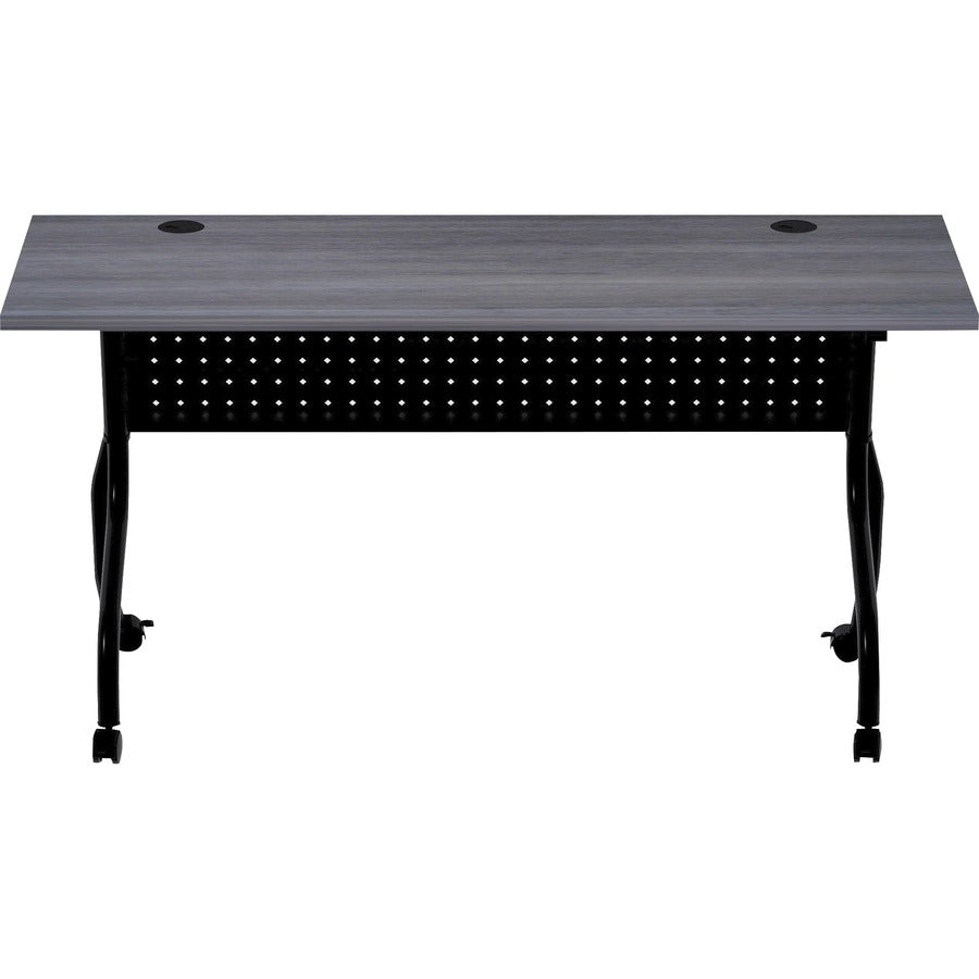 Lorell Preference Flip and Nest Training Table - Charcoal Rectangle, Melamine Top - Black Four Leg Base - 1 Each