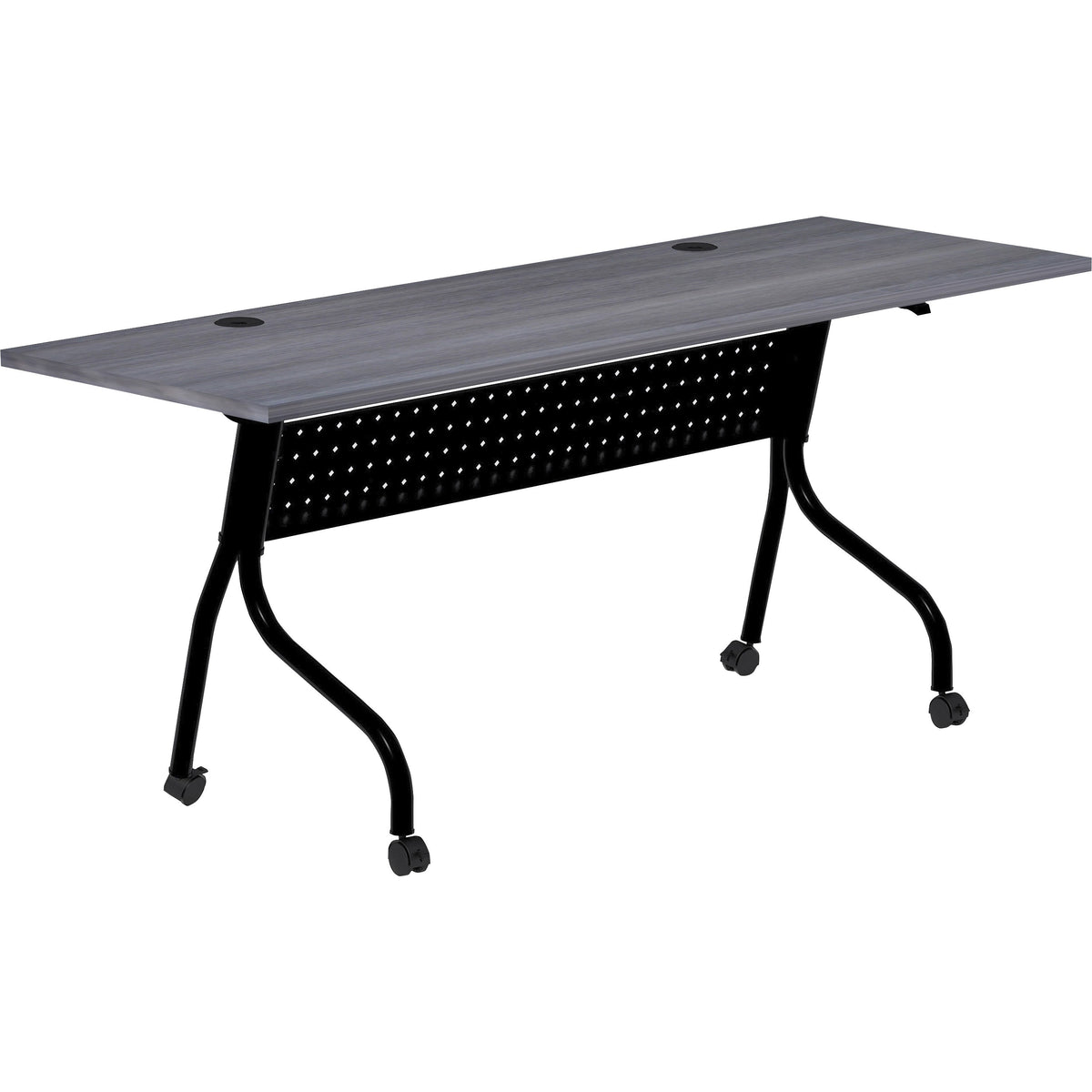Lorell Preference Flip and Nest Training Table - Charcoal Rectangle, Melamine Top - Black Four Leg Base - 1 Each