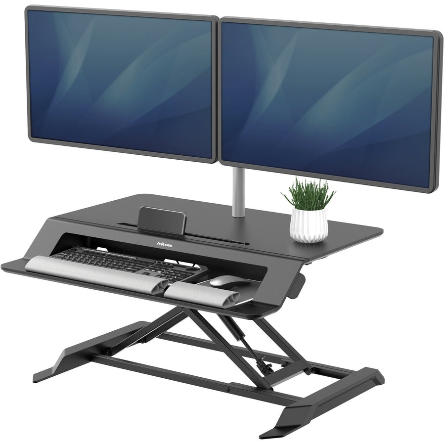 Fellowes Lotus LT Sit-Stand Workstation - 4.38" Height x 31.50" Width x 24" Depth - Desktop - Black - 1 Each