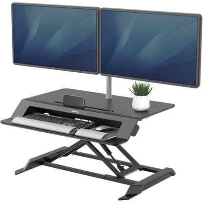 Fellowes Lotus LT Sit-Stand Workstation - 4.38" Height x 31.50" Width x 24" Depth - Desktop - Black - 1 Each