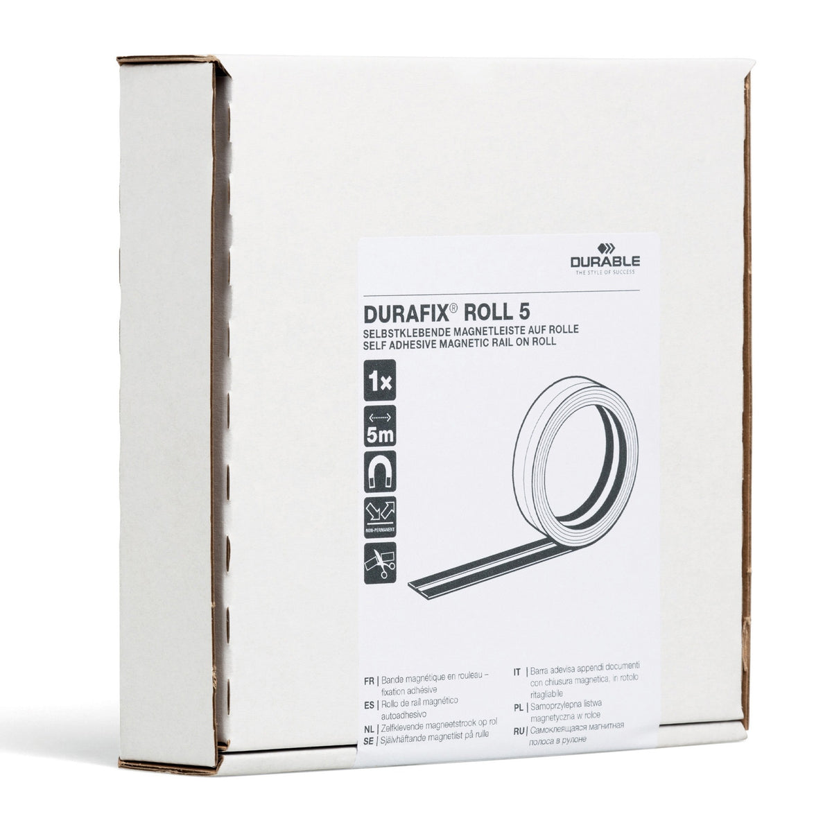 DURABLE DURAFIX Roll - Black - For Document, Note, Whiteboard, Window, Door, Glass, Cabinet - 1 Box
