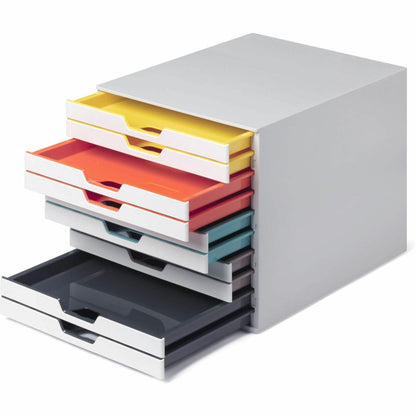 DURABLE VARICOLOR MIX 10 Drawer Desktop Storage Box, White/Multicolor - 10 Drawer(s) - 11" Height x 11.50" Width x 14" D