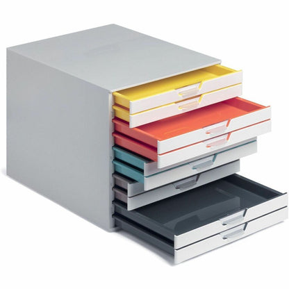 DURABLE VARICOLOR MIX 10 Drawer Desktop Storage Box, White/Multicolor - 10 Drawer(s) - 11" Height x 11.50" Width x 14" D