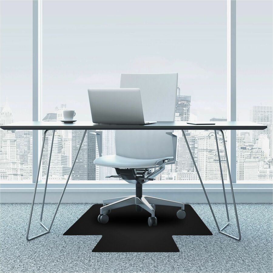 Floortex Advantagemat Black® Vinyl Lipped Chair Mat for Carpets - 36" x 48" - 48" Length x 36" Width x 0.090" Depth x 0.