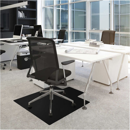 Floortex Advantagemat Black® Vinyl Lipped Chair Mat for Carpets - 45" x 53" - Carpeted Floor