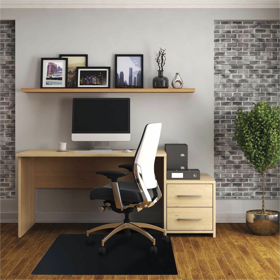 Floortex Cleartex Advantagemat Black Hard Floor PVC Rectangular Chair Mat - Hard Floor - 60" Length x 48" Width x 0.080"